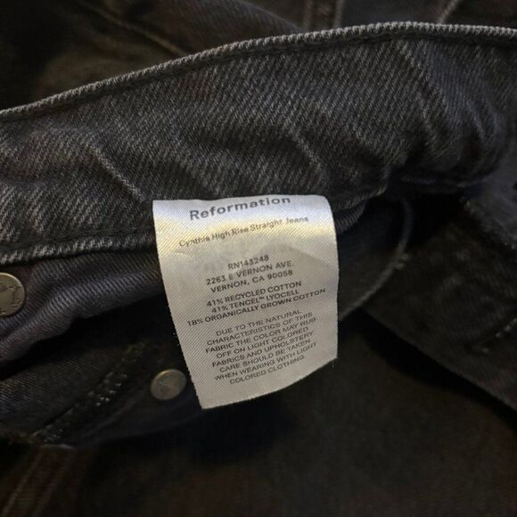 Reformation Cynthia High Rise Straight Leg Jeans Distressed Size 27 - Picture 3 of 5